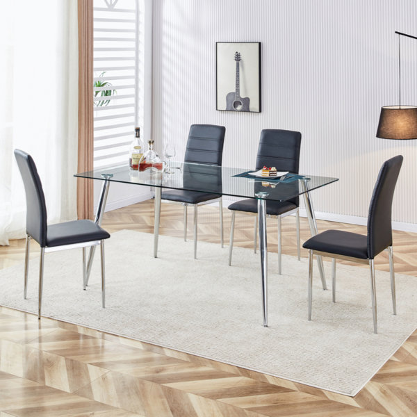Wrought Studio Jong Glass Top Dining Set | Wayfair